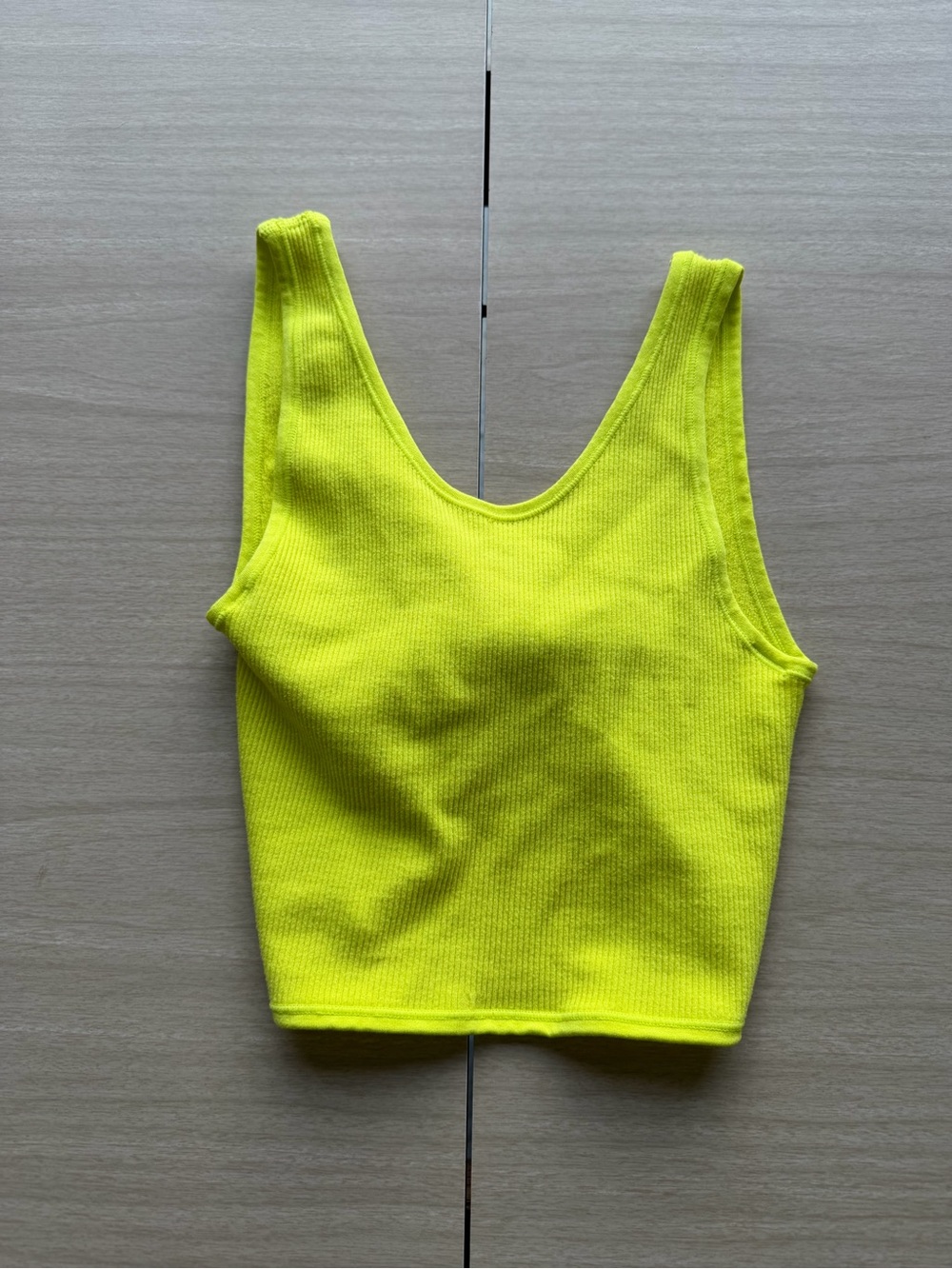 Urban Outfitters Neon Yellow Ribbed Cropped Twist Tank XS
